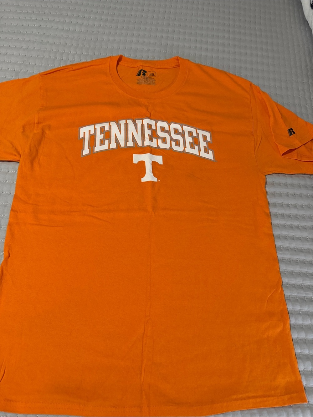 Men’s Russell Athletic Orange Tennessee T-Shirt with White Lettering size Large
